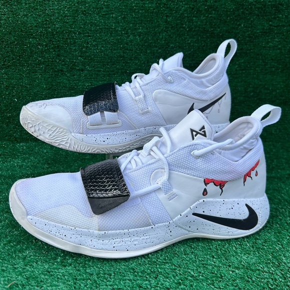 Nike PG 2.5 Team Bank White Black Modified Painted Unique Homemade Mens 13